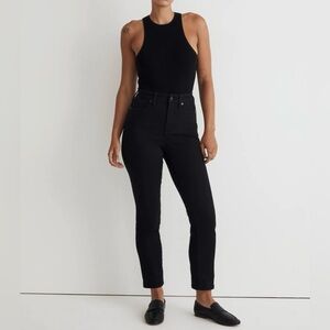 NWT Madewell Curvy Stovepipe Jeans in Black Wash Rinse Size 26
